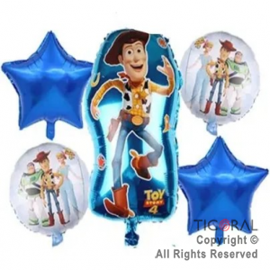 SET DE GLOBOS METALIZADO TOY STORY 5 UNIDADES X 1